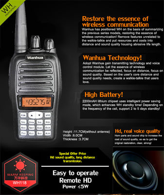 OEM Customize Walkie Talkie Type 4G POC WH118 Digital Radio Black UHF VHF Professional