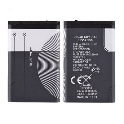BL-5C Liion Mobile Phone Rechargeable Batteries for Nokia 6600 6230 3650 E50 N70 1100 6268 E70 3.7V 1020mAh