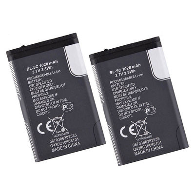 BL-5C Liion Mobile Phone Rechargeable Batteries for Nokia 6600 6230 3650 E50 N70 1100 6268 E70 3.7V 1020mAh