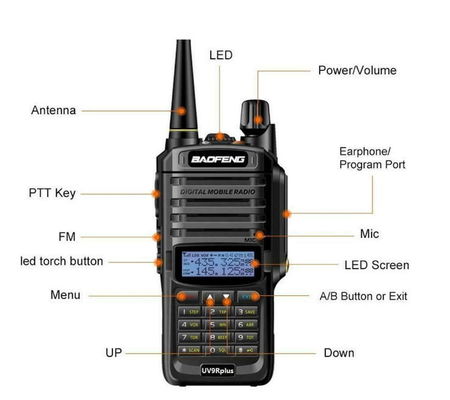 Digital Mobile Radio 10W Output Power Waterproof IP67 Walkie Talkie Communicator