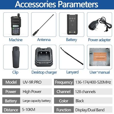 GMRS Walkie Talkie Type Baofeng UV-9R PRO Waterproof IP68 Long Range UHF/VHF Ham Radio