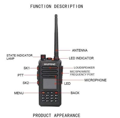 DMR VHF/UHF Baofeng DM-1801 Handheld Dual Band Walkie Talkie for Digital Signal Intercom