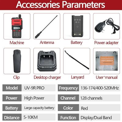128 Channels Baofeng UV-9r PRO IP68 Walkie Talkie for Long Range Communication in 2024