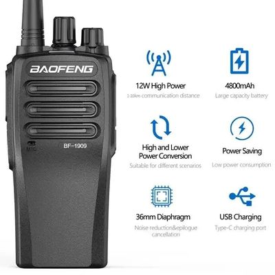 138*61*38MM Baofeng Bf-1909 10W UHF Ham Radio Intercom Transceiver Type C Walkie Talkie