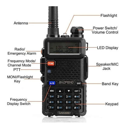 128 Channel Baofeng UV-5R Walkie-Talkie Water Resistant 5-10KM Range VHF UHF Frequency