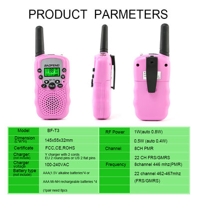Pocket Radio Toy for Kids Long Range Transceiver Rechargeable 22 Channels Cartoon Design