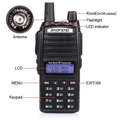 220g Black UV82 8W BAOFENG Dual Band 2 Way Walkie Talkie UV-82 and Top Selling Radio