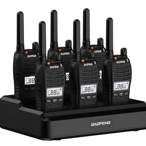 Six Way Charger Walkie Talkie with 136-174/403-527MHZ Frequency Range and VOX Function
